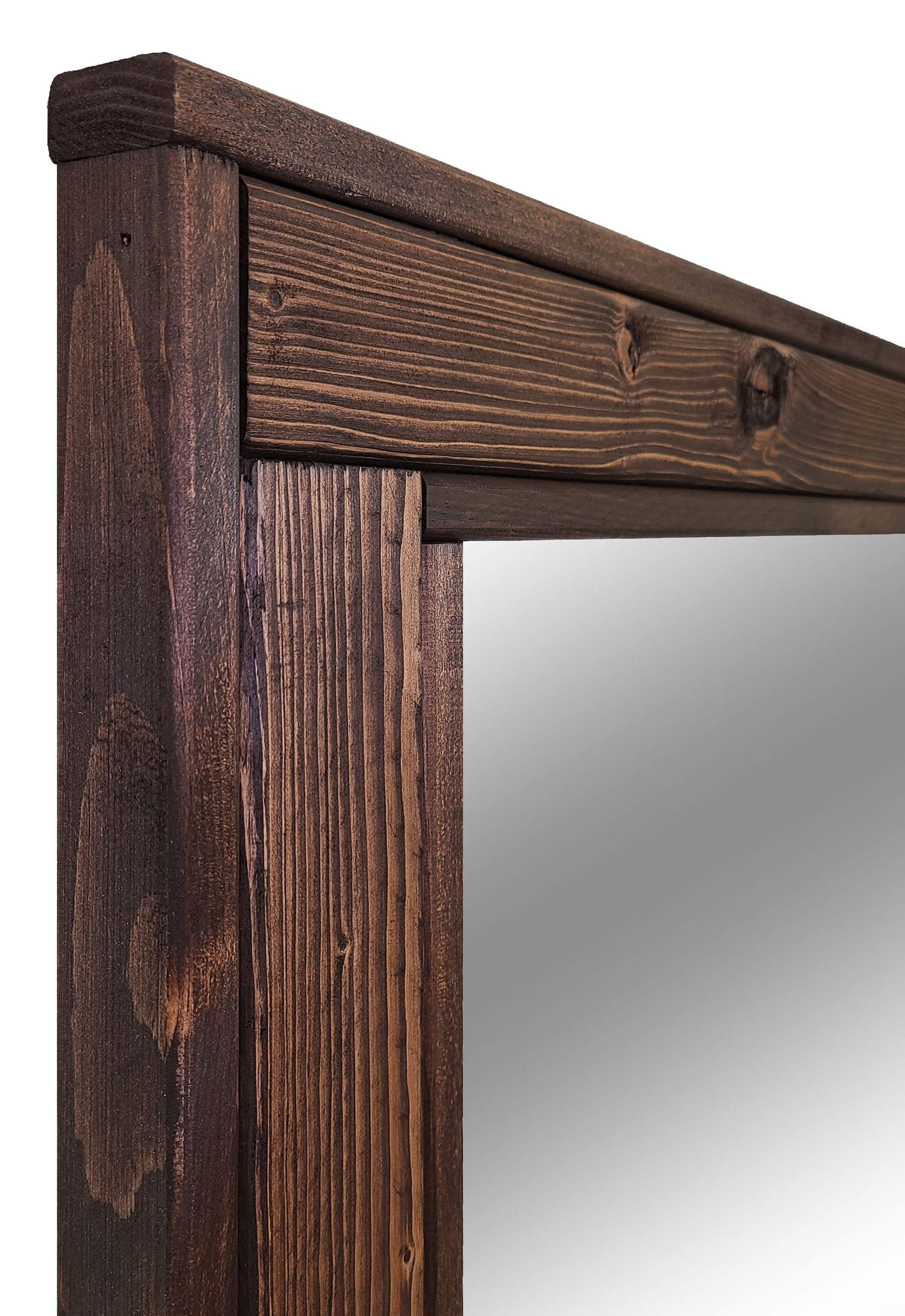 Herringbone Reclaimed Styled Wood Mirror, 20 Stain Colors & Custom Sizes, Shown in Jacobean