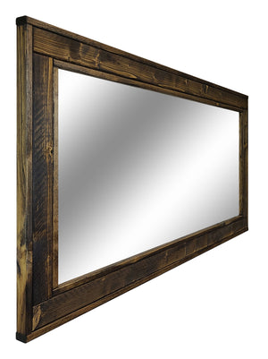 Herringbone Reclaimed Styled Wood Mirror, 5 Sizes & 20 Colors, Shown in Dark Walnut