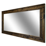 Herringbone Reclaimed Styled Wood Mirror, 5 Sizes & 20 Colors, Shown in Dark Walnut