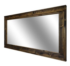 Herringbone Reclaimed Styled Wood Mirror, 5 Sizes & 20 Colors, Shown in Dark Walnut