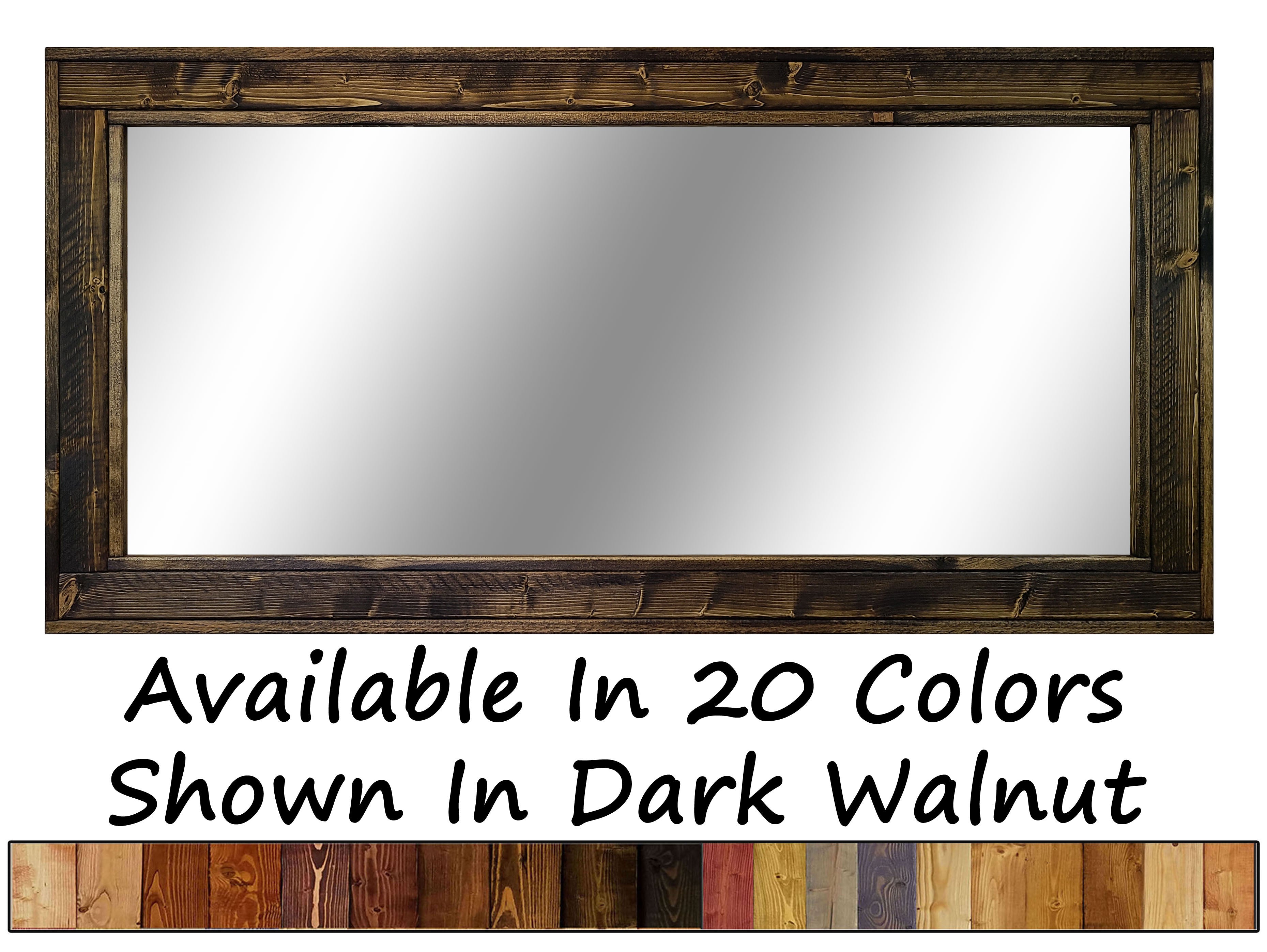 Herringbone Reclaimed Styled Wood Mirror, 5 Sizes & 20 Colors, Shown in Dark Walnut