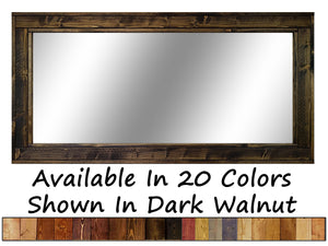 Herringbone Reclaimed Styled Wood Mirror, 5 Sizes & 20 Colors, Shown in Dark Walnut