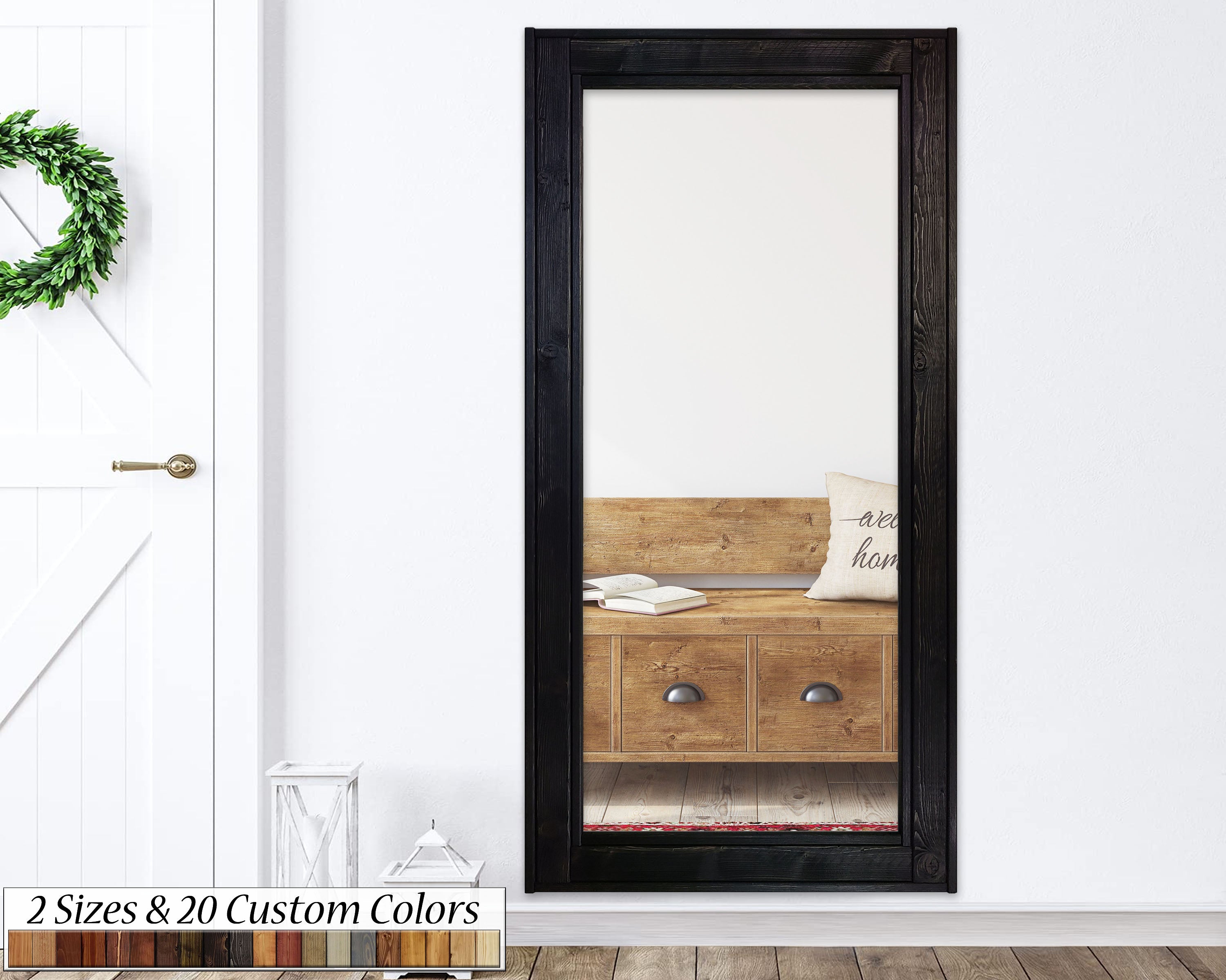 Herringbone Reclaimed Wood Full Length Mirror, 2 Sizes & 20 Colors by Lane of Lenore