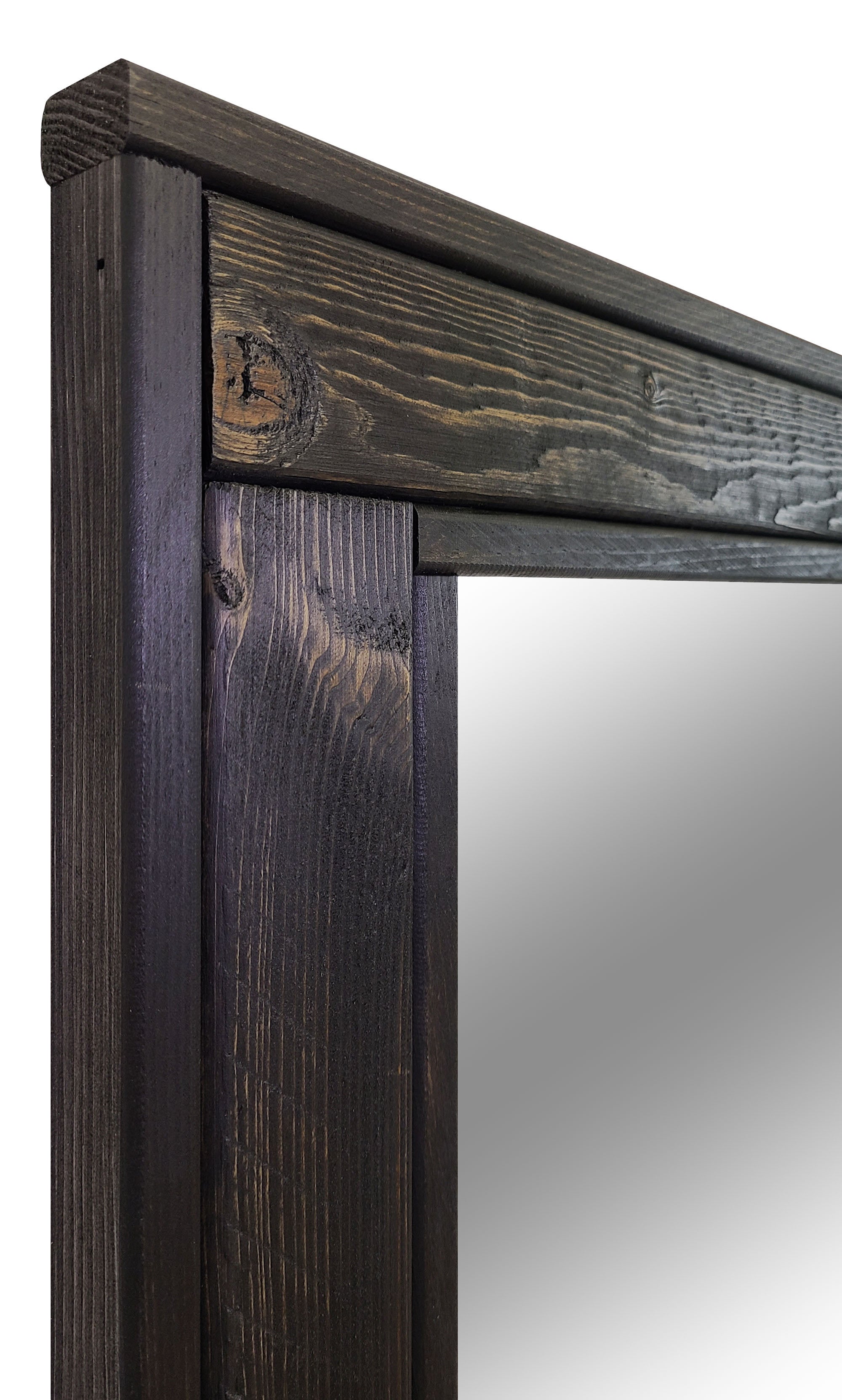 Herringbone Reclaimed Styled Wood Mirror, 5 Sizes & 20 Colors, Shown in Ebony