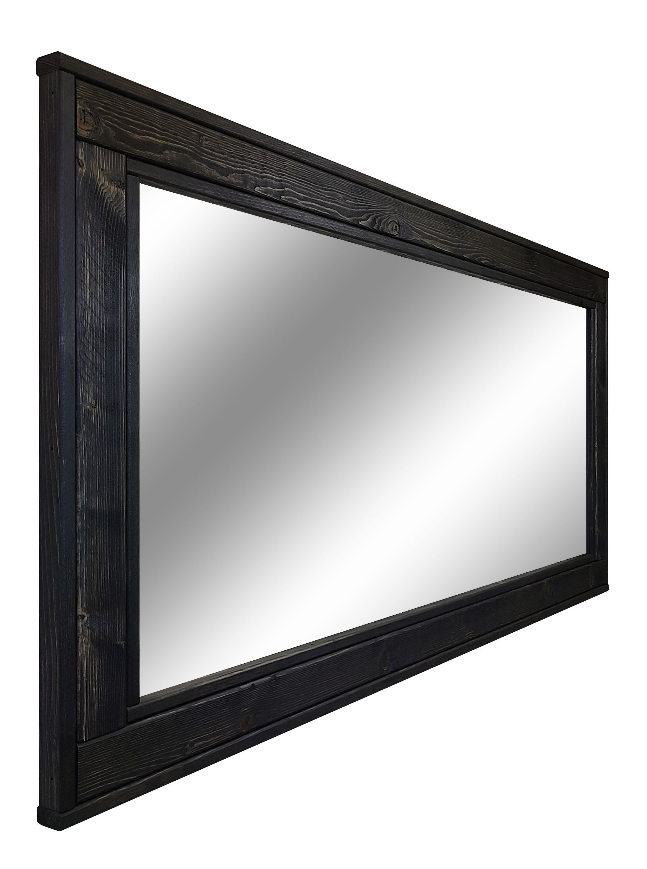 Herringbone Reclaimed Styled Wood Mirror, 5 Sizes & 20 Colors, Shown in Ebony