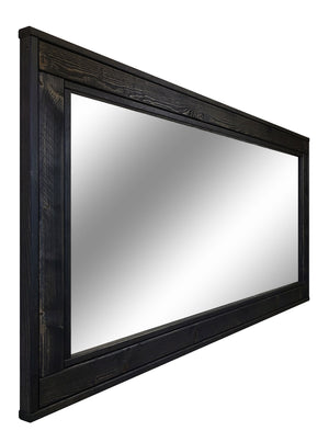 Herringbone Reclaimed Styled Wood Mirror, 5 Sizes & 20 Colors, Shown in Ebony