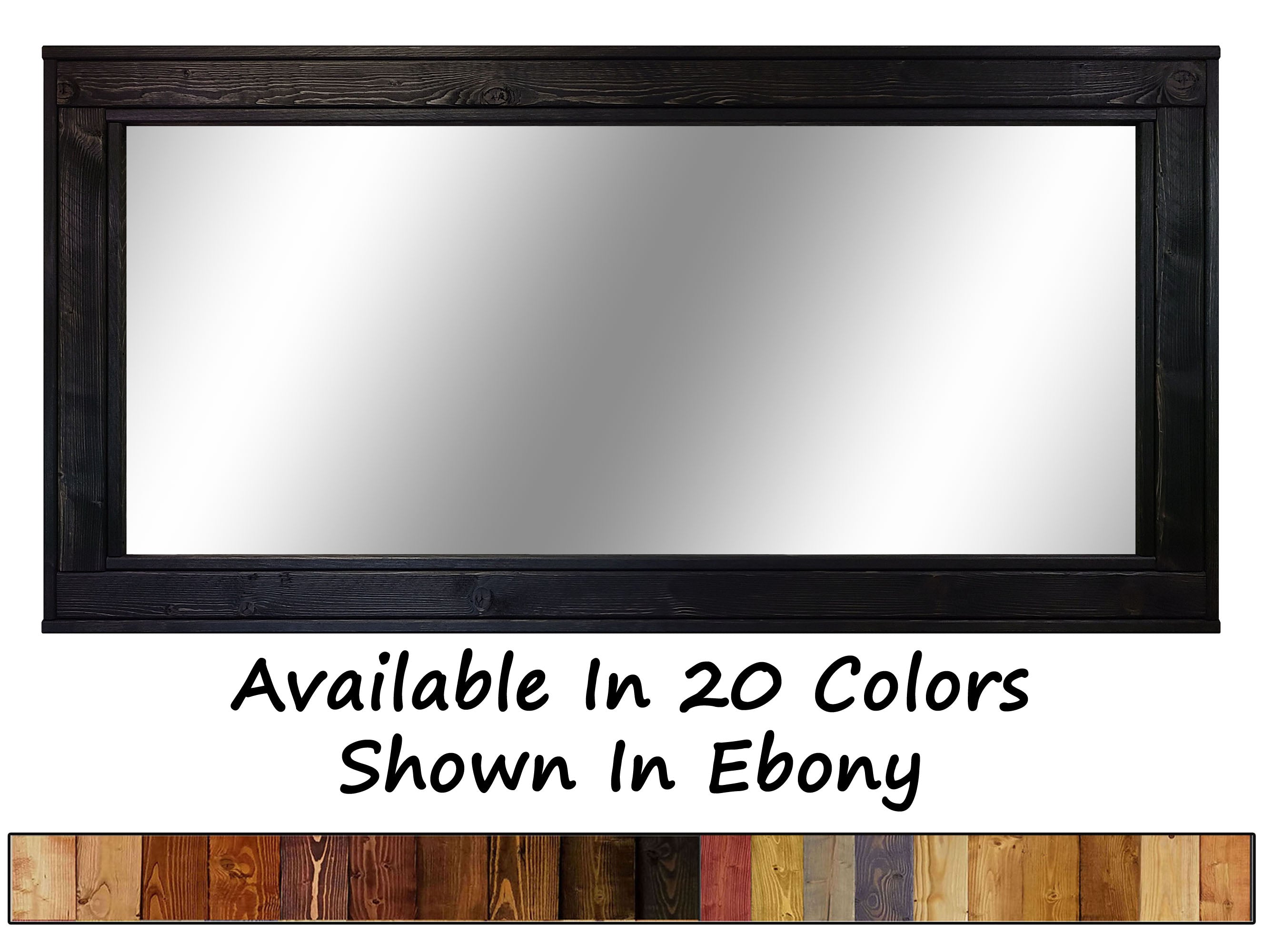 Herringbone Reclaimed Styled Wood Mirror, 5 Sizes & 20 Colors, Shown in Ebony