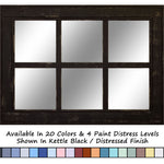 6 Pane Herringbone Rustic Wall Mirror, Shown in Kettle Black
