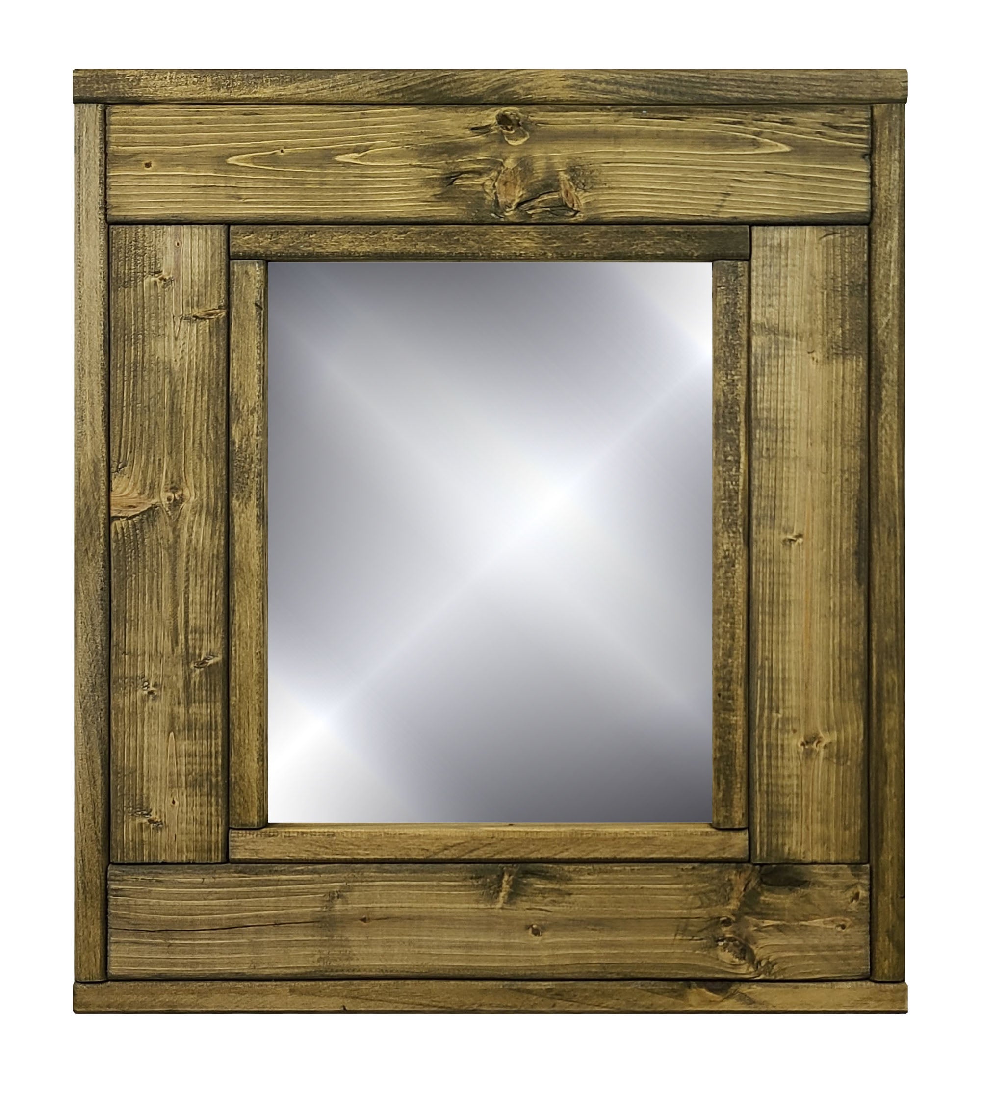 Herringbone Accent Reclaimed Styled Wood Mirror, 20 Stain Colors, Shown in Driftwood