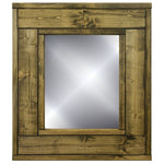 Herringbone Accent Reclaimed Styled Wood Mirror, 20 Stain Colors, Shown in Driftwood
