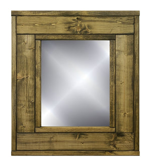 Herringbone Accent Reclaimed Styled Wood Mirror, 20 Stain Colors, Shown in Driftwood