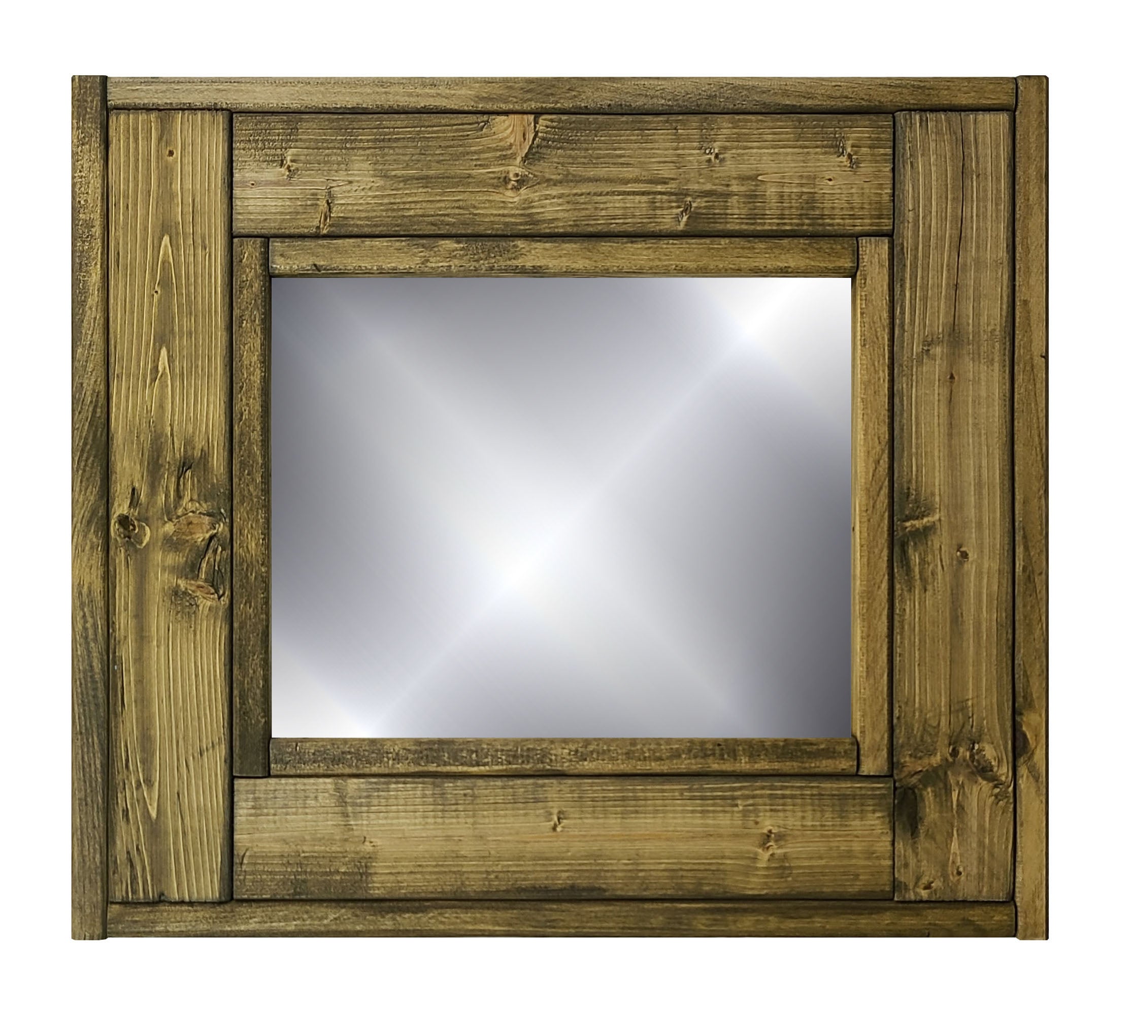 Herringbone Accent Reclaimed Styled Wood Mirror, 20 Stain Colors, Shown in Driftwood