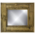 Herringbone Accent Reclaimed Styled Wood Mirror, 20 Stain Colors, Shown in Driftwood