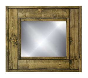 Herringbone Accent Reclaimed Styled Wood Mirror, 20 Stain Colors, Shown in Driftwood