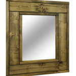Herringbone Accent Reclaimed Styled Wood Mirror, 20 Stain Colors, Shown in Driftwood