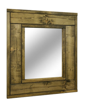 Herringbone Accent Reclaimed Styled Wood Mirror, 20 Stain Colors, Shown in Driftwood