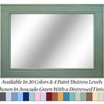 Herringbone Rustic Reclaimed Wood Wall Mirror, 5 Sizes & 20 Colors, Shown in Avocado Green