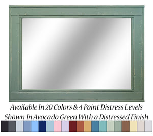 Herringbone Rustic Reclaimed Wood Wall Mirror, 5 Sizes & 20 Colors, Shown in Avocado Green