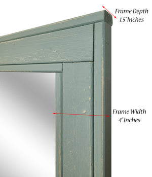 Herringbone Rustic Reclaimed Wood Wall Mirror, 5 Sizes & 20 Colors, Shown in Avocado Green