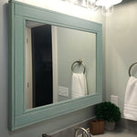 Herringbone Rustic Reclaimed Wood Wall Mirror, 5 Sizes & 20 Colors, Shown in Avocado Green