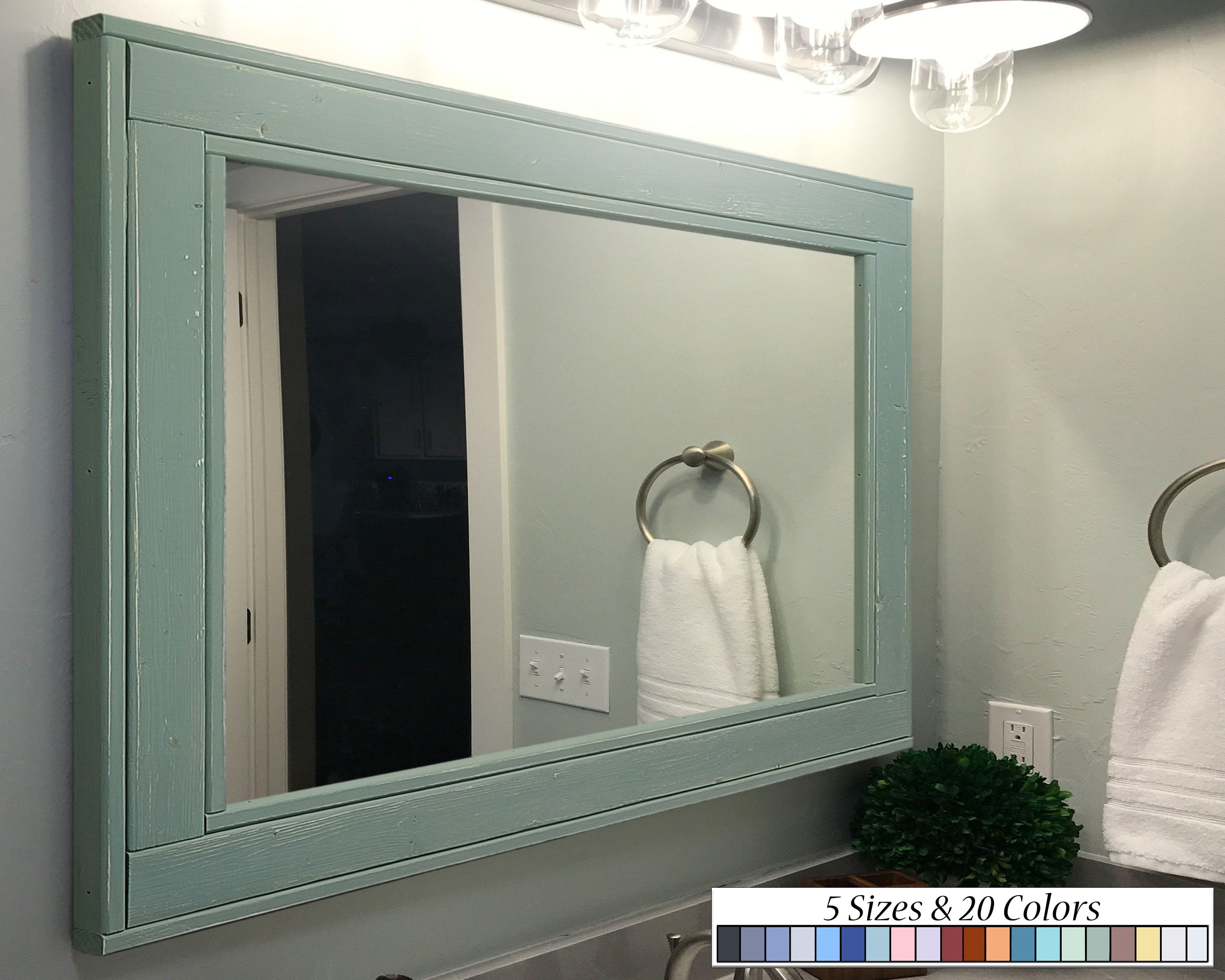 Herringbone Rustic Reclaimed Wood Wall Mirror, 5 Sizes & 20 Colors by Lane of Lenore