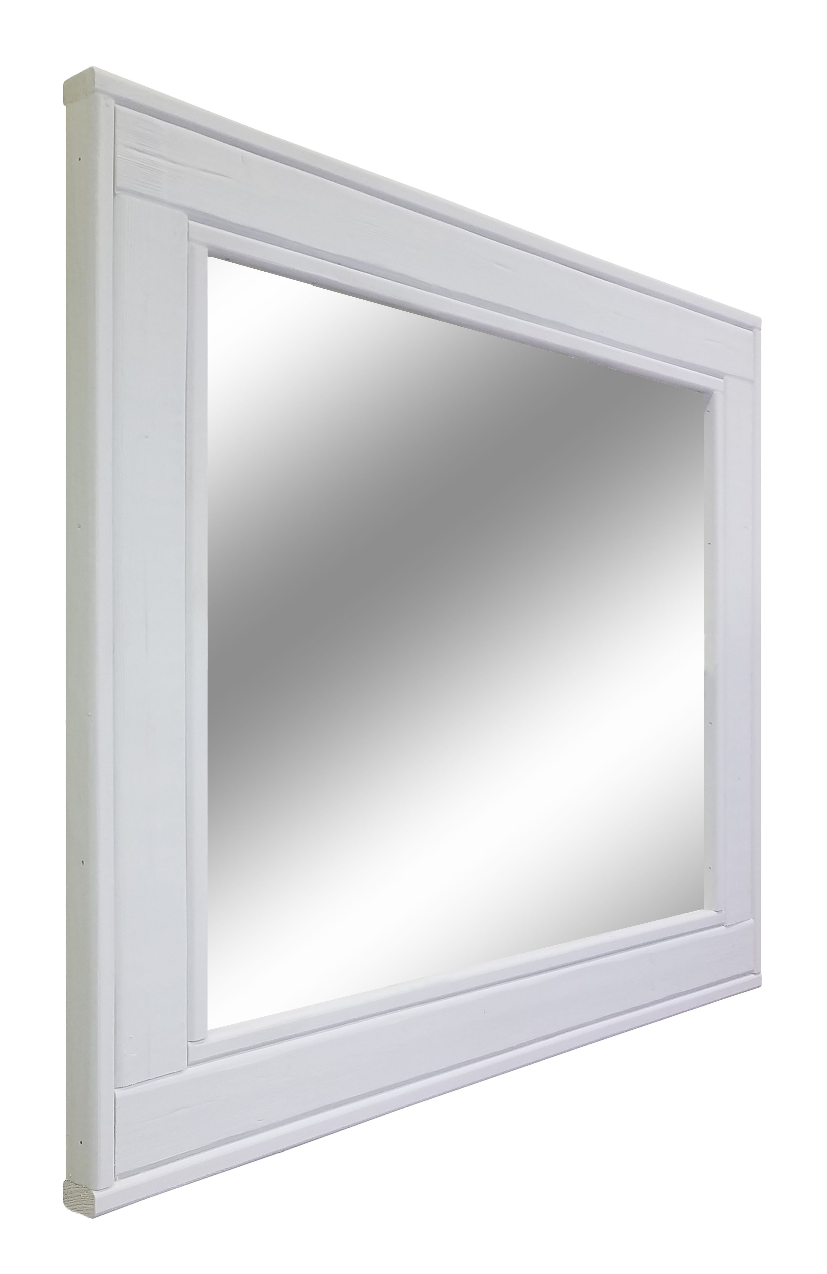 Herringbone Rustic Reclaimed Wood Wall Mirror, 5 Sizes & 20 Colors, Shown in Bright Ivory White
