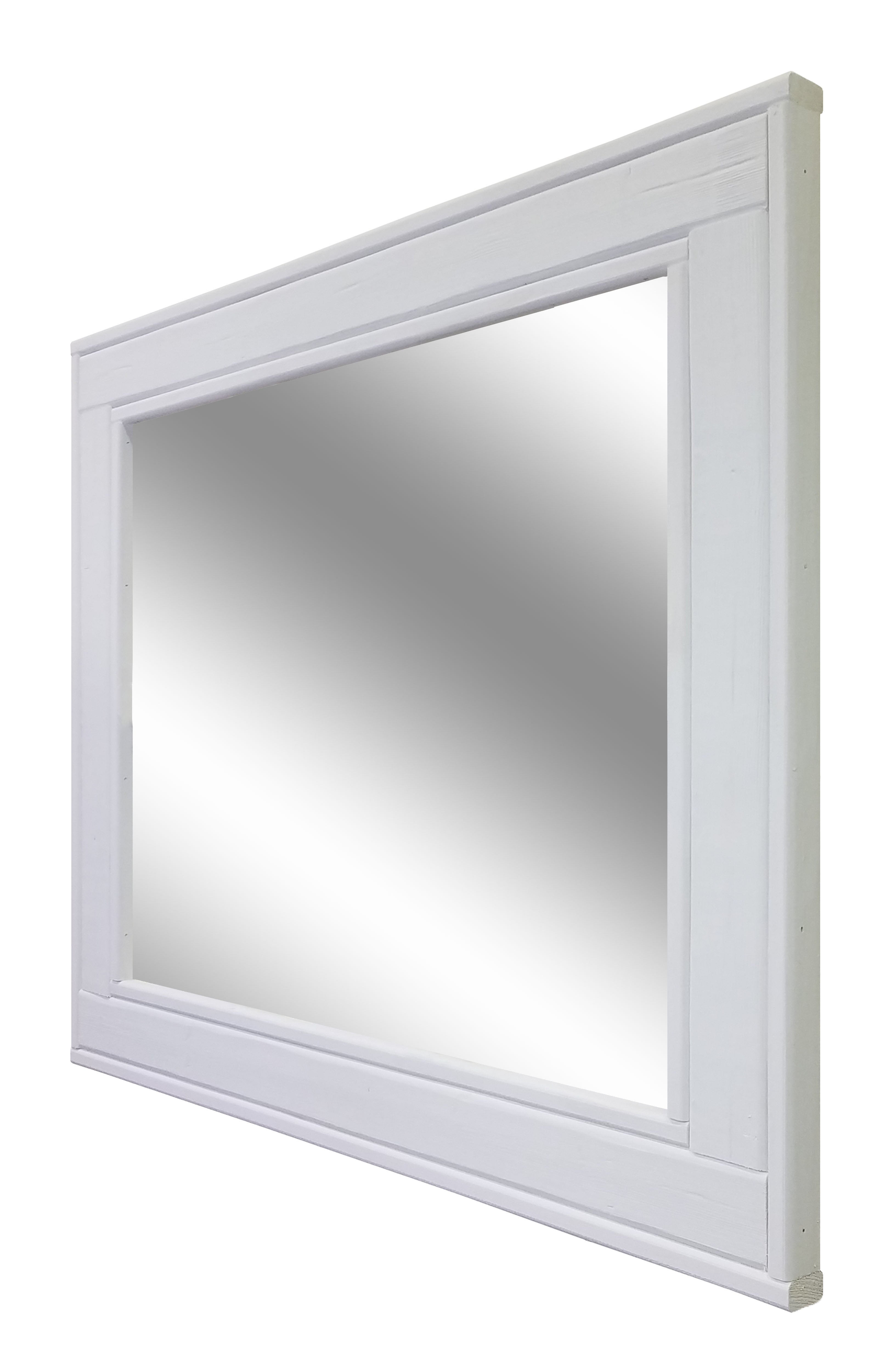 Herringbone Rustic Reclaimed Wood Wall Mirror, 5 Sizes & 20 Colors, Shown in Bright Ivory White