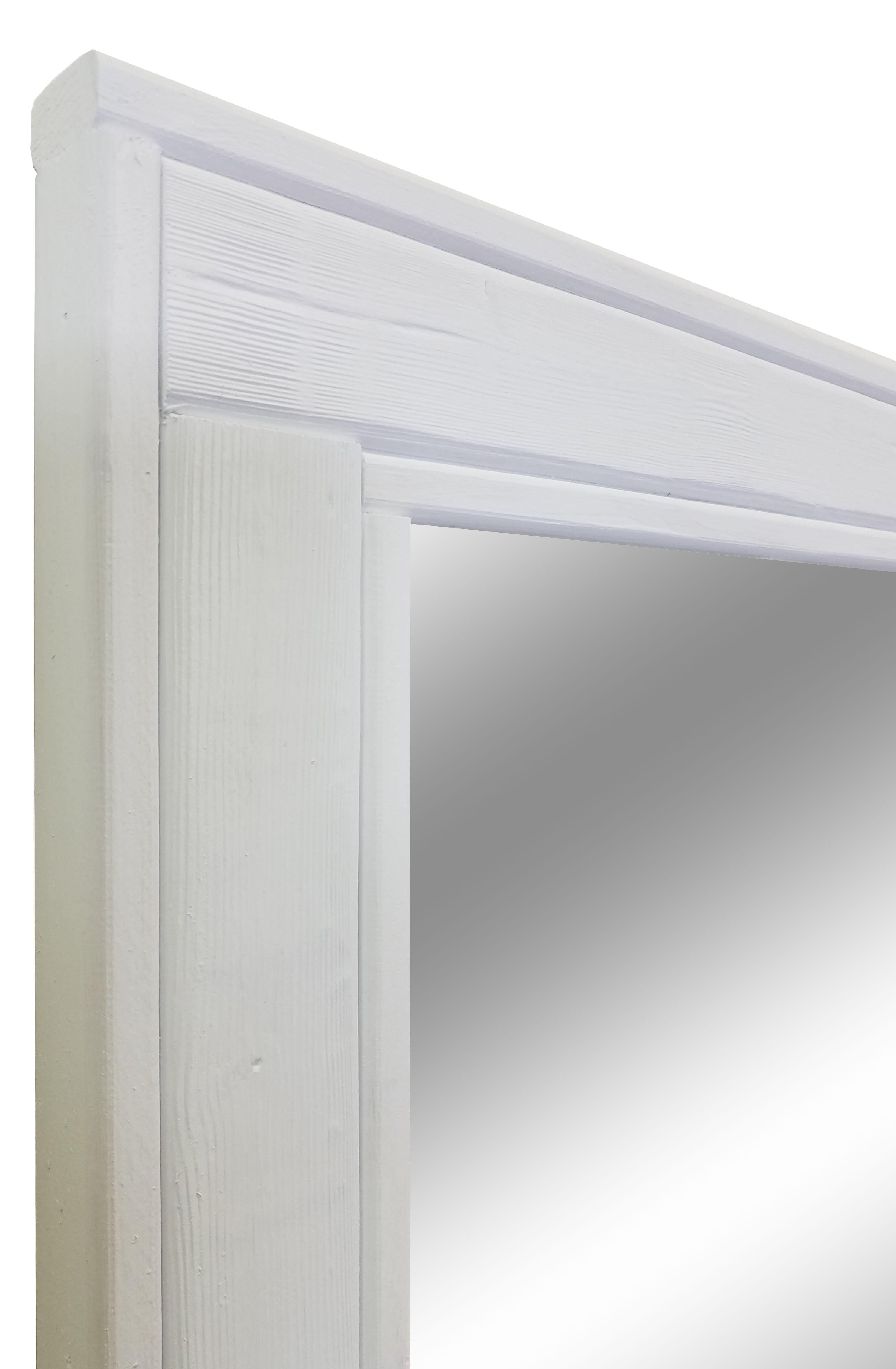 Herringbone Rustic Reclaimed Wood Wall Mirror, 5 Sizes & 20 Colors, Shown in Bright Ivory White