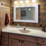 Herringbone Rustic Reclaimed Wood Wall Mirror, 5 Sizes & 20 Colors, Shown in Bright Ivory White