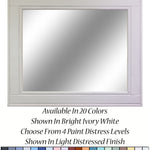 Herringbone Rustic Reclaimed Wood Wall Mirror, 5 Sizes & 20 Colors, Shown in Bright Ivory White