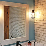 Herringbone Rustic Reclaimed Wood Wall Mirror, 5 Sizes & 20 Colors, Shown in Bright Ivory White