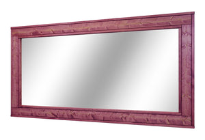 Herringbone Rustic Reclaimed Wood Wall Mirror, 5 Sizes & 13 Colors, Shown in Cherry Blossom