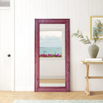 Herringbone Rustic Reclaimed Wood Wall Mirror, 5 Sizes & 13 Colors, Shown in Cherry Blossom