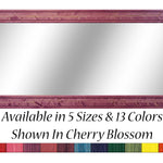Herringbone Rustic Reclaimed Wood Wall Mirror, 5 Sizes & 13 Colors, Shown in Cherry Blossom
