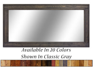 Herringbone Reclaimed Styled Wood Mirror, 5 Sizes & 20 Stain Colors, Shown in Classic Gray