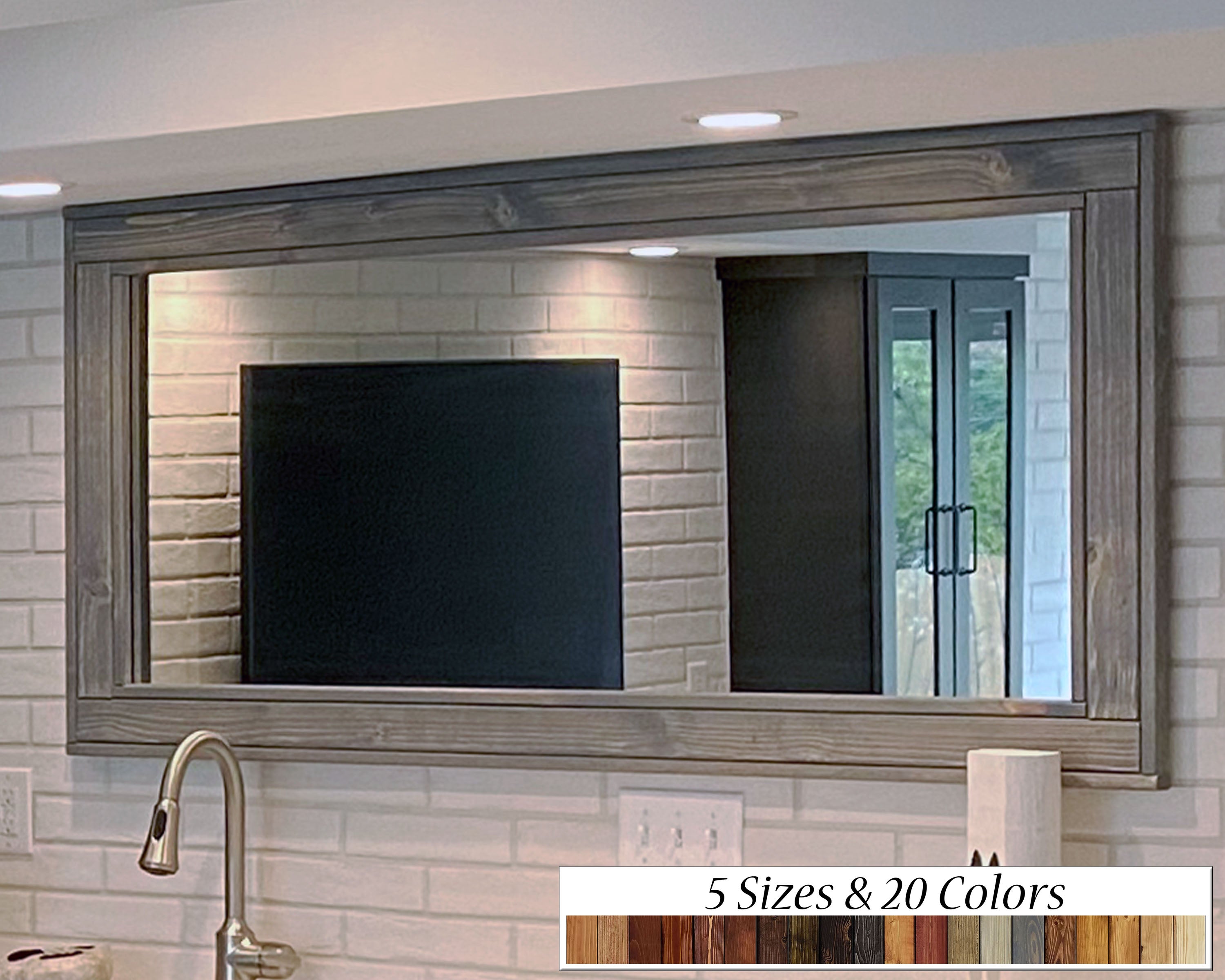 Herringbone Reclaimed Styled Wood Mirror, 5 Sizes & 20 Stain Colors by Lane of Lenore