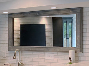 Herringbone Reclaimed Wood Framed Mirror, Shown in Classic Gray