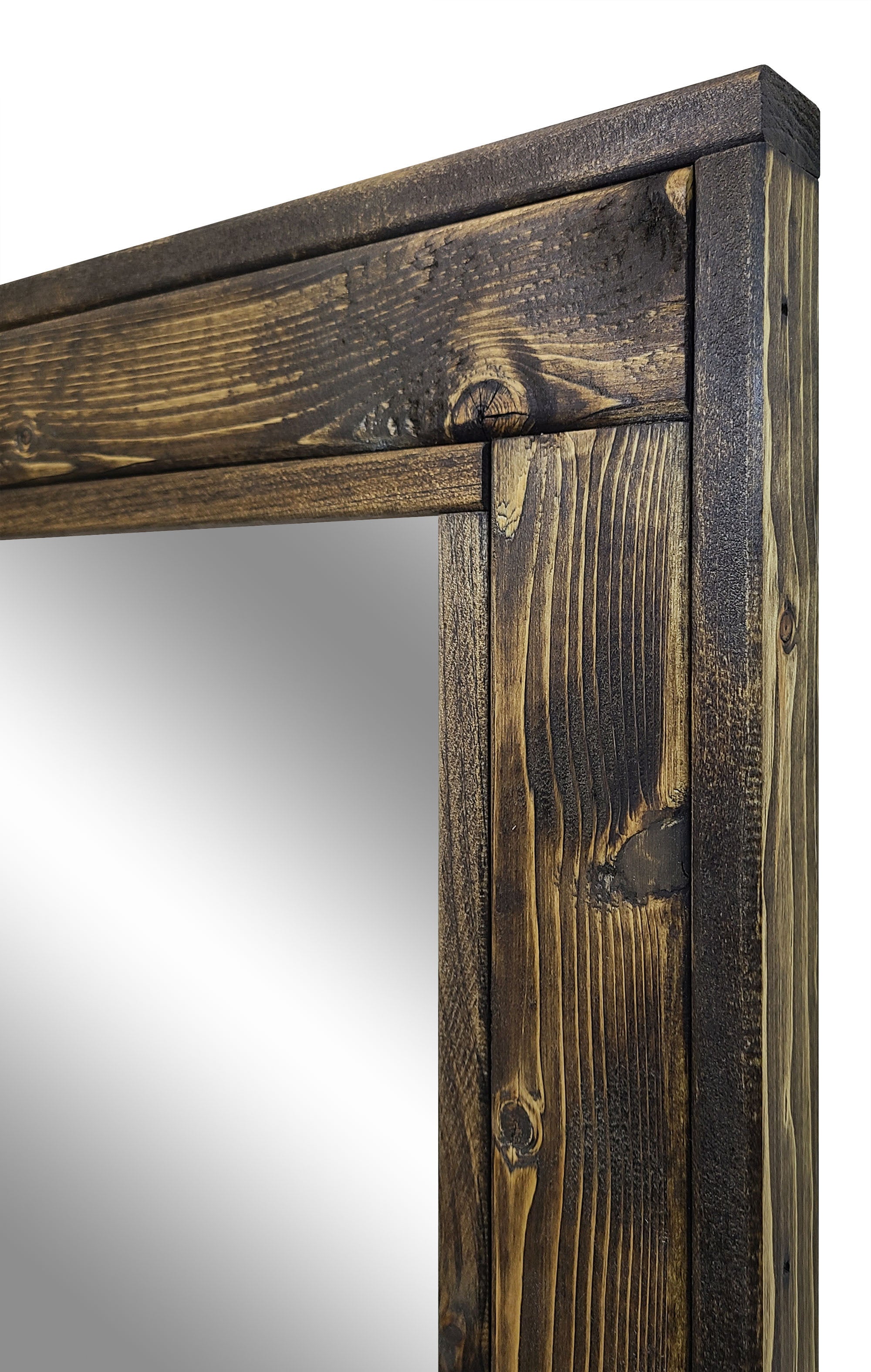 Herringbone Reclaimed Styled Wood Mirror, 5 Sizes & 20 Colors, Shown in Dark Walnut