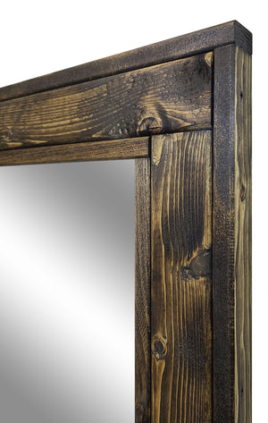 Herringbone Reclaimed Styled Wood Mirror, 5 Sizes & 20 Colors, Shown in Dark Walnut