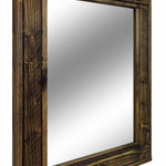Herringbone Reclaimed Styled Wood Mirror, 5 Sizes & 20 Colors, Shown in Dark Walnut