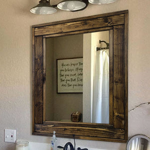 Herringbone Reclaimed Styled Wood Mirror, 5 Sizes & 20 Colors, Shown in Dark Walnut