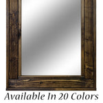 Herringbone Reclaimed Styled Wood Mirror, 5 Sizes & 20 Colors, Shown in Dark Walnut
