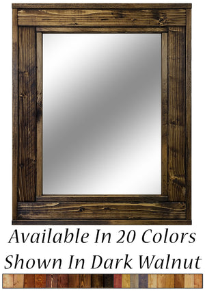Herringbone Reclaimed Styled Wood Mirror, 5 Sizes & 20 Colors, Shown in Dark Walnut