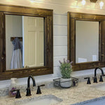 Herringbone Reclaimed Styled Wood Mirror, 5 Sizes & 20 Colors, Shown in Dark Walnut