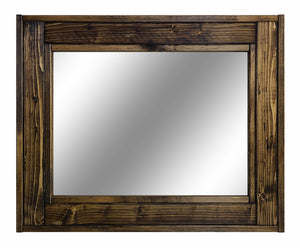 Herringbone Reclaimed Styled Wood Mirror, 5 Sizes & 20 Colors, Shown in Dark Walnut