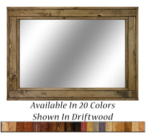 Herringbone Reclaimed Styled Wood Mirror, 5 Sizes & 20 Stain Colors, Shown in Driftwood