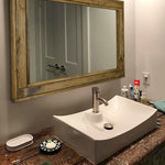 Herringbone Reclaimed Wood Framed Mirror, Shown in Driftwood