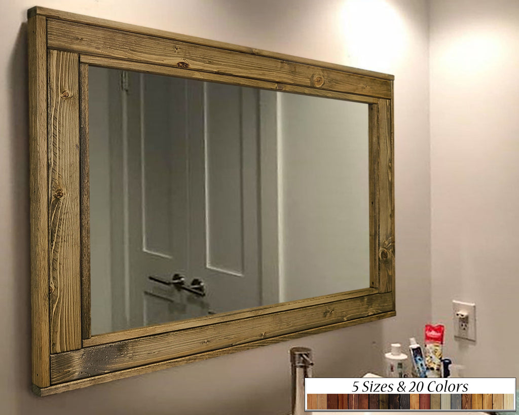 Herringbone Reclaimed Styled Wood Mirror, 5 Sizes & 20 Stain Colors, by Lane of Lenore