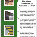 Herringbone Reclaimed Wood Mirror, 5 Sizes & 20 Stain Colors, Shown in Dark Walnut