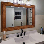 Herringbone Reclaimed Styled Wood Mirror, 20 Stain Colors & 5 Sizes, Shown in English Chestnut